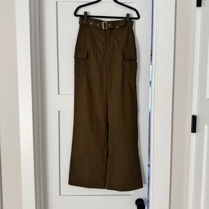 Tall High-Waisted Olive Green Cargo Pants